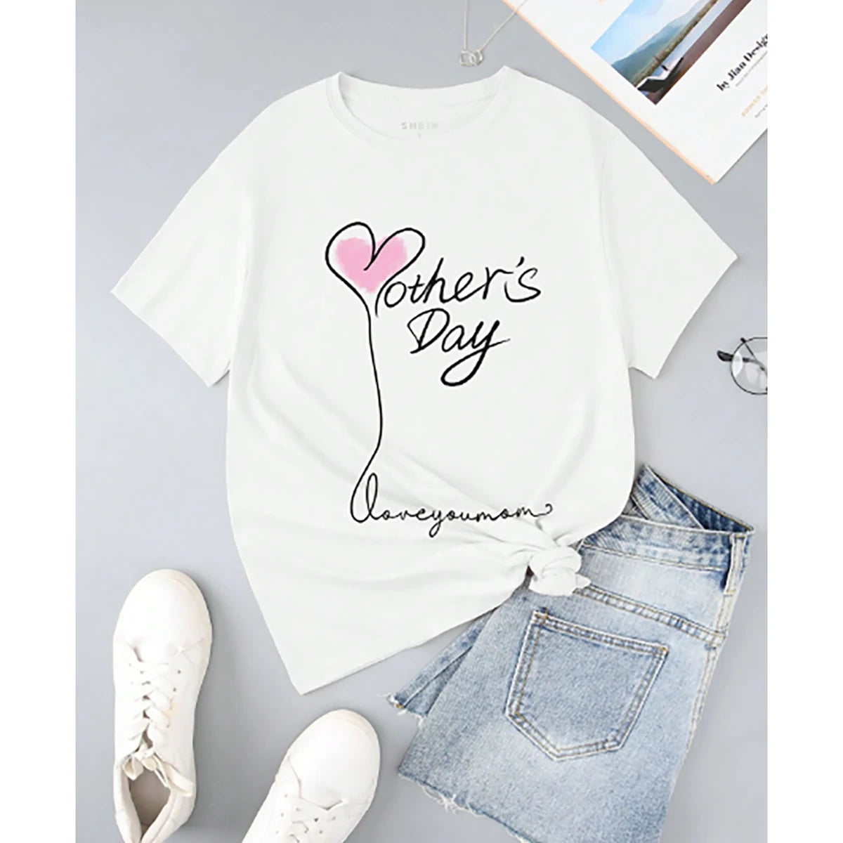 Shein -  Essnce Women's Letter and Heart Print T-Shirt